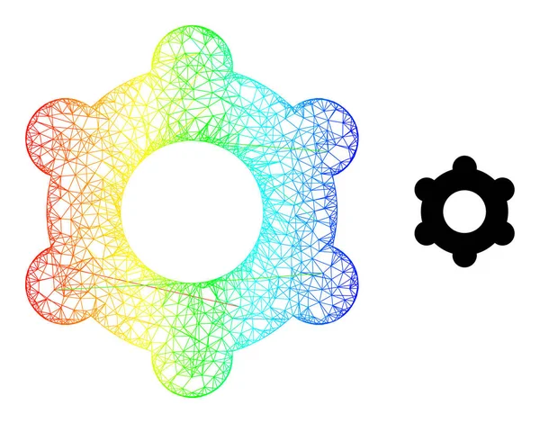 Hatched Cogwheel Mesh Icon with Spectrum Gradient — 스톡 벡터