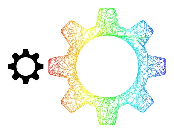 Netto Cogwheel Mesh Icon met Spectrum gradiënt — Stockvector