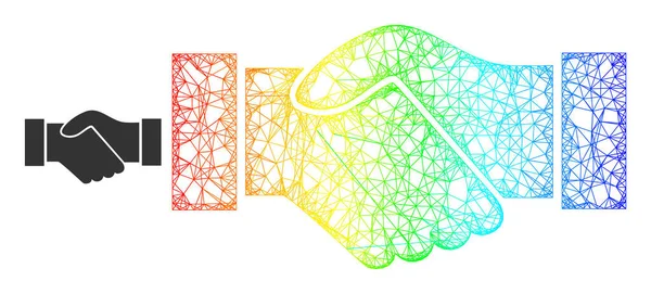 Icona web mesh stretta di mano Net Deal con gradiente arcobaleno — Vettoriale Stock