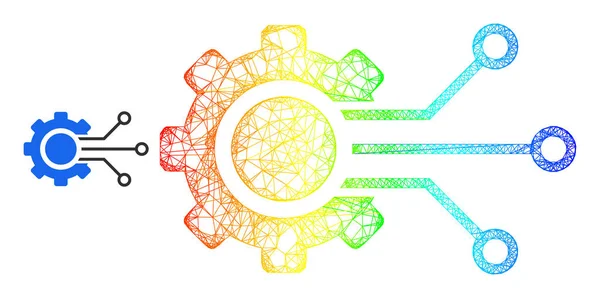 Ícone de malha de engrenagem de sensor digital eclodido com gradiente de arco-íris — Vetor de Stock
