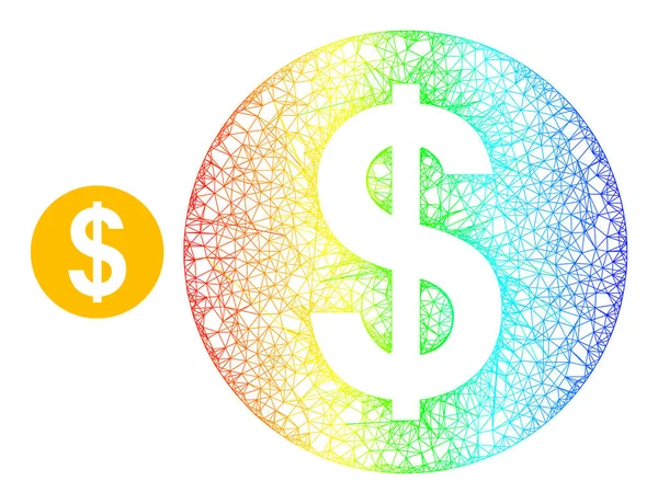 Icono de malla de moneda de dólar eclosionado con gradiente espectral — Archivo Imágenes Vectoriales