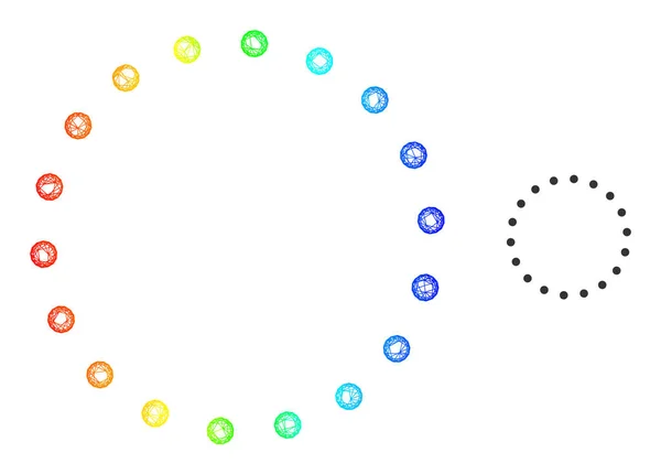 Ícone pontilhado eclodido da malha da Web do quadro do círculo com gradiente do arco-íris — Vetor de Stock