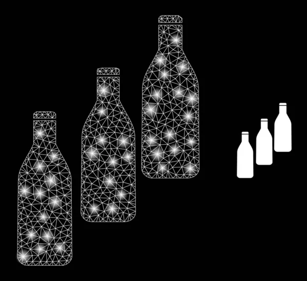 Bierflaschen-Icon - Karkasse-Netz mit Blendflecken — Stockvektor