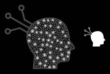 Beyin Bağlantısı Simgesi - Parıltılı Kablo Ağı