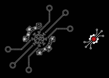 Yapay Virüs Simgesi - Parlak Lekelerle Üçgenlenmiş Ağ