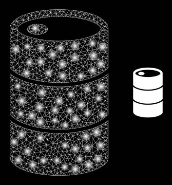 Fıçı Simgesi - Işık Noktaları ile Çokgen Ağ