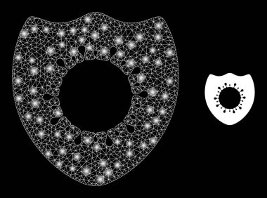 Antivirüs Koruma Simgesi - Işık Noktaları ile Kablo Ağı