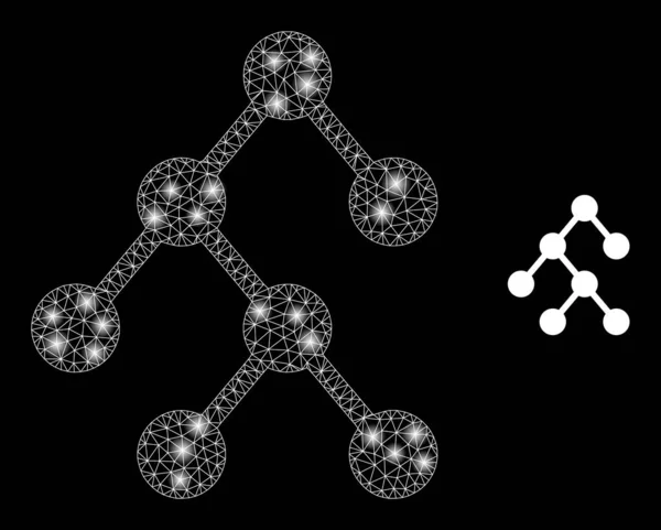 Binary Relations Icon - Wireframe Mesh with Constellation Nodes — 스톡 벡터