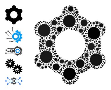 Cogwheel Simgesi - Hücre Mozaiği ve Ek Simgeler