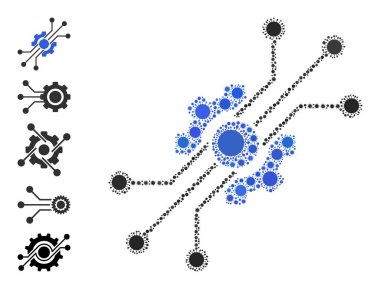 Dijital Teknoloji Simgesi - Covid Mozaiği ve Ek Simgeler