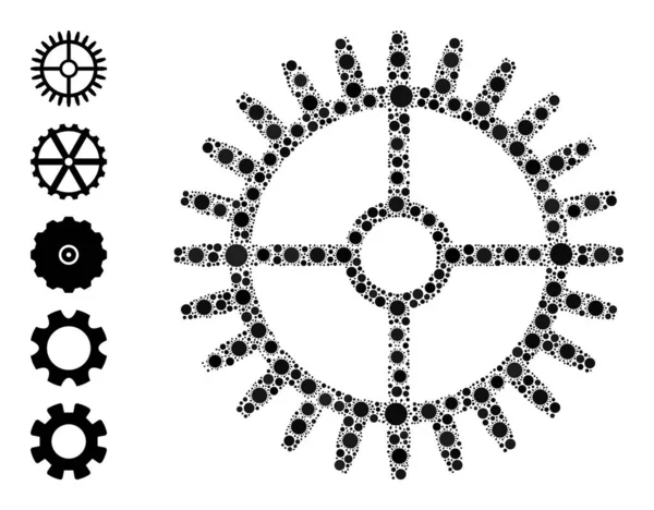 Icône de roue dentée d'horloge - Mosaïque covid et icônes supplémentaires — Image vectorielle