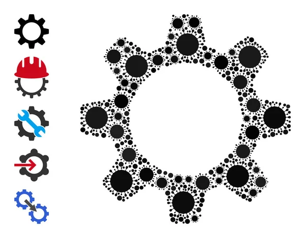 Cogwheel Icon - Covid Collage e iconos de bonificación — Archivo Imágenes Vectoriales