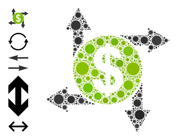 Ikona transakcji dolarowych - kolaż komórkowy i inne ikony — Wektor stockowy