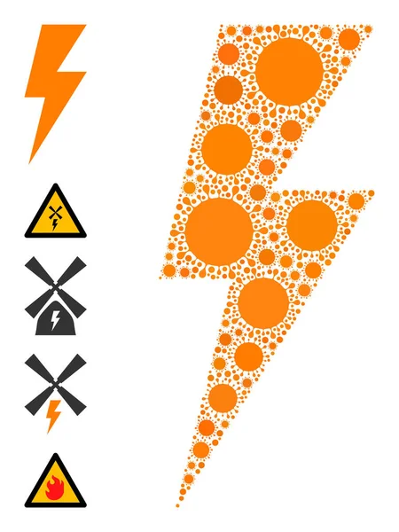 Elektrische Vonk pictogram - Cel samenstelling en andere pictogrammen — Stockvector