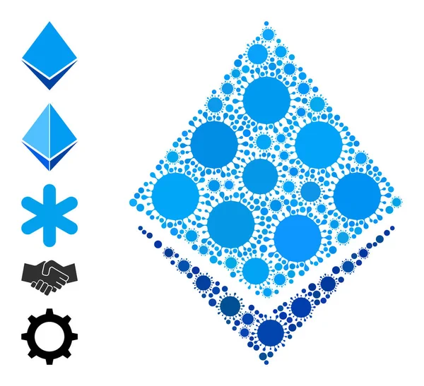 Ethereum Crystal Icon - Cell Composition and Other Icons — Stock vektor