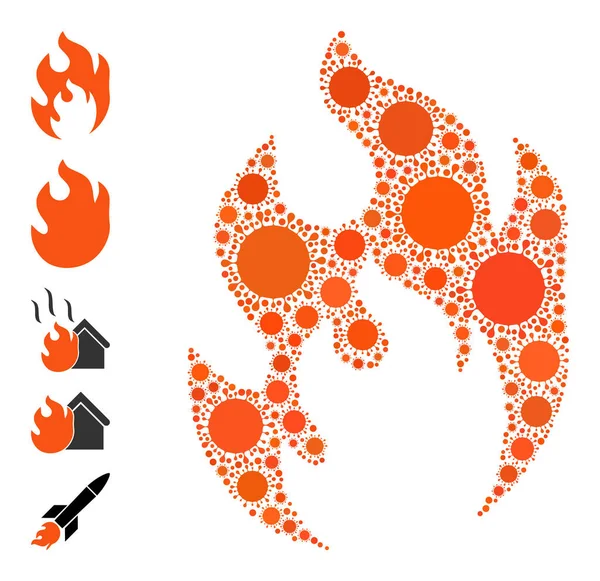 Ikona ognia płomień - ikony infekcji mozaiki i dodatkowe — Wektor stockowy