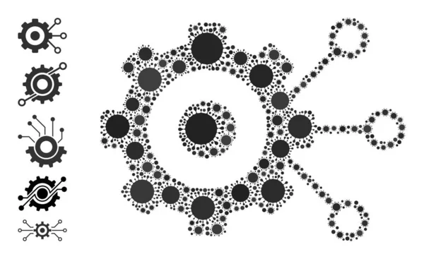 齿轮连接Icon-bacterium Collage和其他图标 — 图库矢量图片