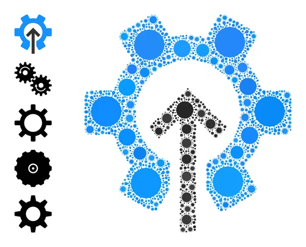 Ícone de integração de engrenagens - Mosaico viral e ícones de bônus — Vetor de Stock
