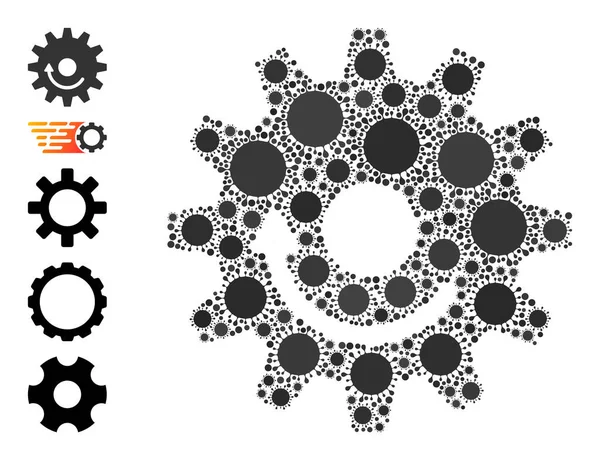 Zahnrad-Rotations-Symbol - Zellmosaik und andere Symbole — Stockvektor