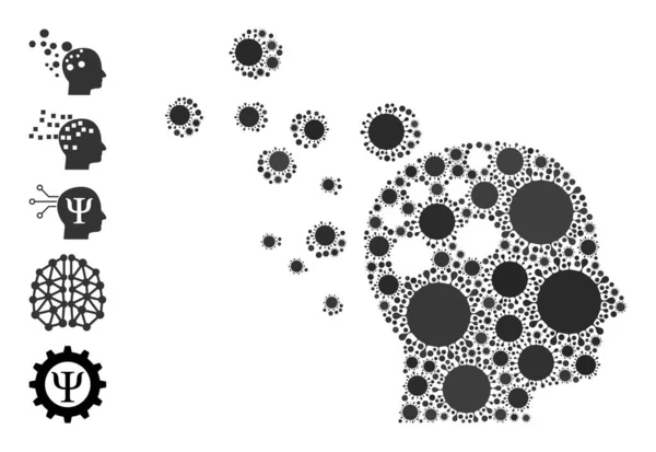 Icono de imaginación - Composición de virus y más iconos — Archivo Imágenes Vectoriales