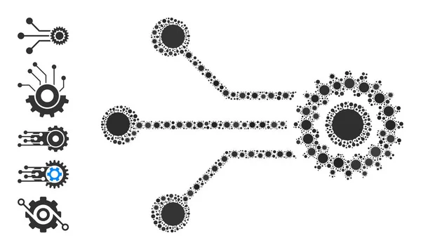 Ícone Micro Mecânica - Composição de vírus e mais ícones — Vetor de Stock