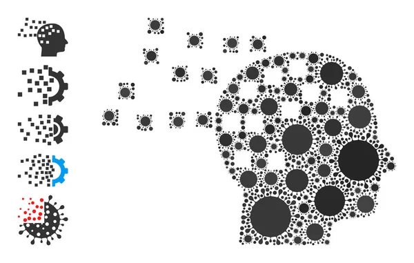 Icona di compilazione della mente Bacilla Mosaico e icone aggiuntive — Vettoriale Stock