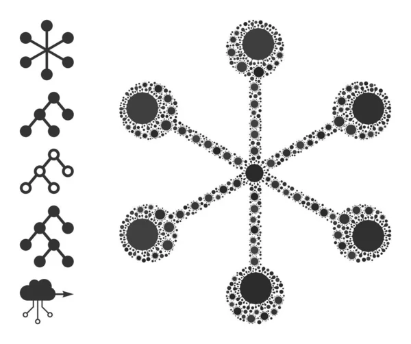 Icono de estructura neta - Composición celular e iconos de bonificación — Vector de stock