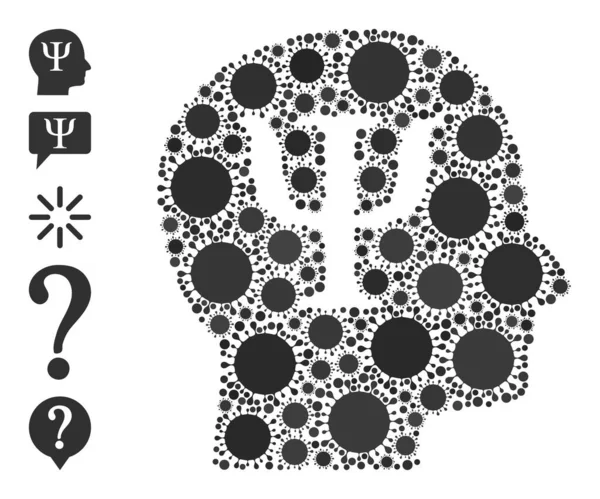 Ikona psychologii - Covid-2019 Kompozycja i dodatkowe ikony — Wektor stockowy