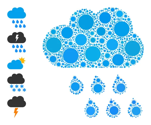 Icono de la nube de lluvia - Mosaico pandémico e iconos adicionales — Vector de stock