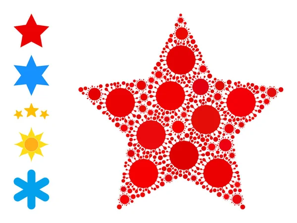 Ícone de estrela vermelha - Colagem de bactérias e ícones de bônus — Vetor de Stock