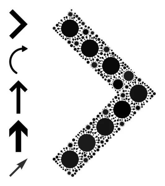 Icono de dirección correcta - Mosaico de celda y otros iconos — Vector de stock