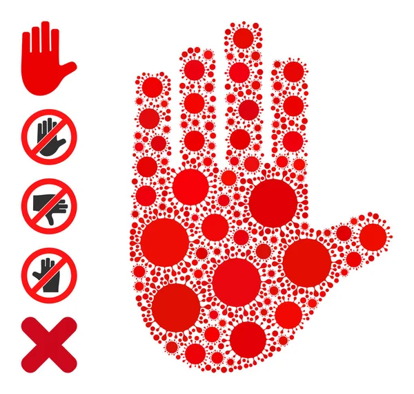 Stop Hand Icon - Virus kompozice a další ikony — Stockový vektor