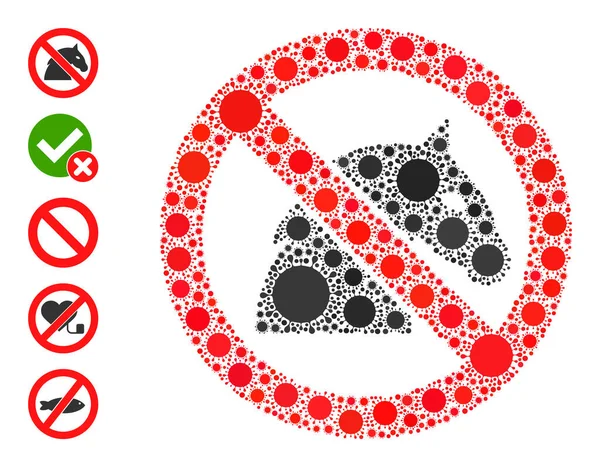 Stop Horse Icon - Coronavirus Collage en aanvullende pictogrammen — Stockvector