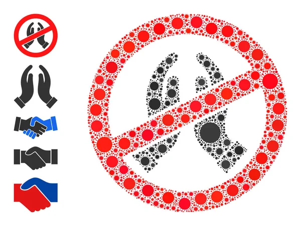 Stop met bidden handen pictogram - Virale collage en meer pictogrammen — Stockvector