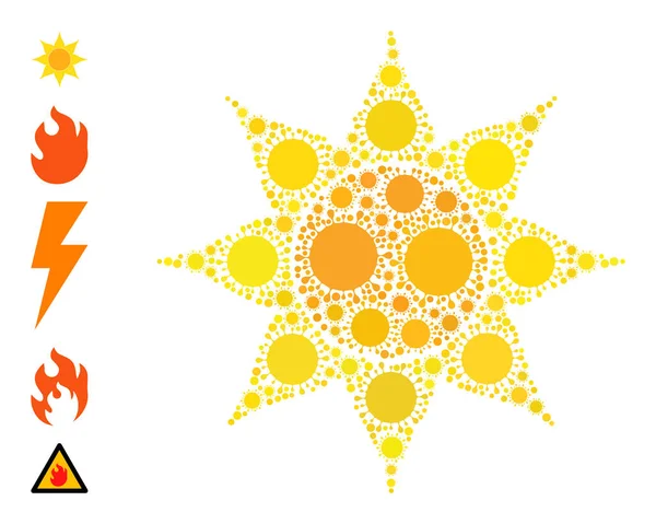 太陽のアイコン-バジラの組成物と類似のアイコン — ストックベクタ
