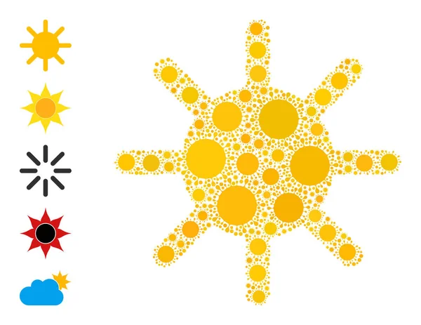 Ikona promieni słonecznych - Kompozycja komórki i inne ikony — Wektor stockowy