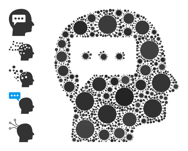 Pensando Icona del cervello Covid Mosaico e Bonus Icone — Vettoriale Stock