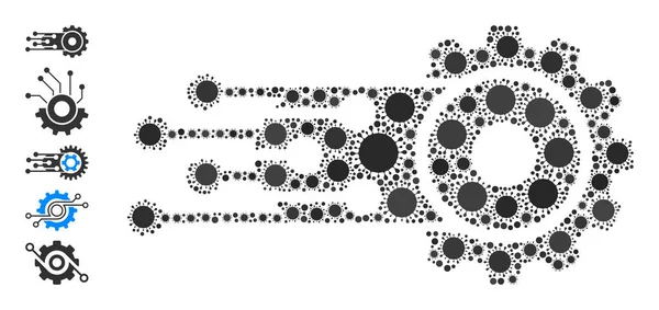 Ikona přechodového rychlostního stupně - koláž Covid-2019 a další ikony — Stockový vektor
