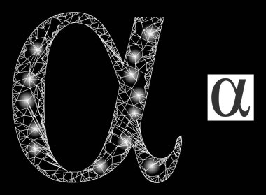 Parlak Ağ Alfa Yunan Küçük Harf Izgara Simgesi Parlak Noktalar