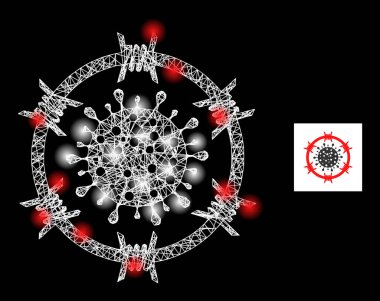 Parlak Yumurtadan Çıkan Dikenli Coronavirüs Bölge Ağ Simgesi Takımyıldız Düğümleriyle