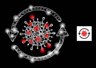 Parlak Yumurtadan Çıkan Coronavirüs Güncelleme Ağ Simgesi ile Parlak Noktalar