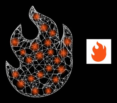 Parlak Ağ Ateşi Işık Noktaları ile Ağ Simgesi