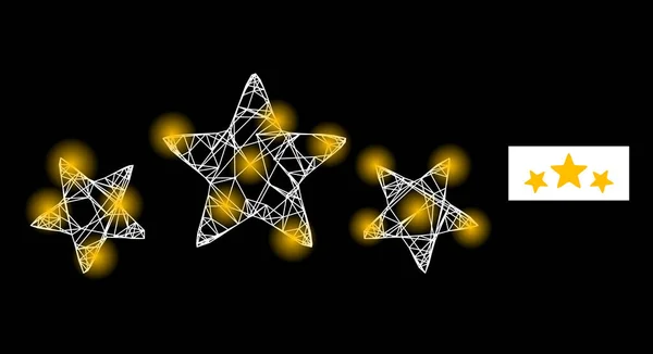 Icône de maille à 3 étoiles brillante avec nœuds de constellation — Image vectorielle