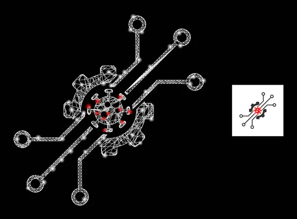 Icono de malla de virus artificial de red brillante con nodos de constelación — Archivo Imágenes Vectoriales