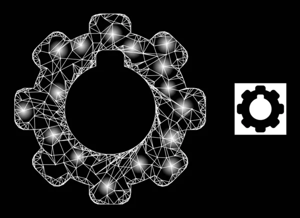 Heldere Cogwheel Mesh Icon met Glare Spots — Stockvector