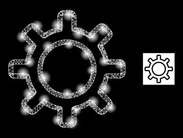 Icône de maille de contour à chapeau lumineux avec noeuds de constellation — Image vectorielle