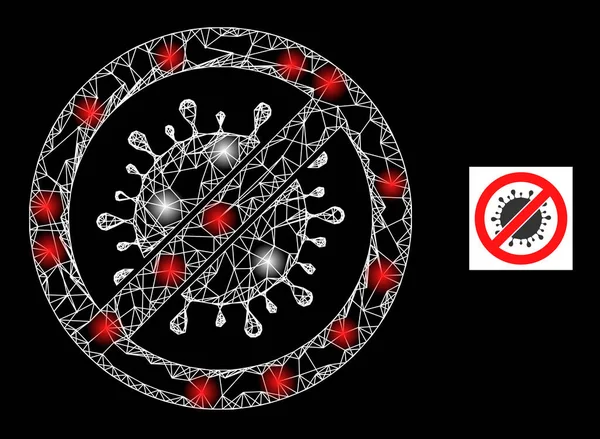 Bright Hatched Forbid Virus Mesh Icon mit Sternbildknoten — Stockvektor