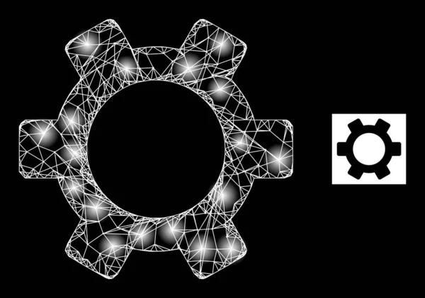 Helder Net Gear Mesh Pictogram met Glare Spots — Stockvector