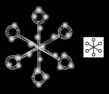 Parlak Ağ Bağlantıları Işıltılarla Ağ Simgesi