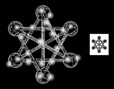 Parlak Ağ Işık Noktaları ile Ağ Simgesi Bağlantısı